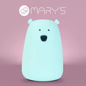   Éjszakai fény, akkumulátoros, USB kábellel, 0,4W,  3000K+RGB,  Akkumulátor kapacitása: 1200mAh / 3.7V, Bemeneti feszültség: 5V DC 1A,
111 x 111 x 160 mm, Nagy Mackó, Kék