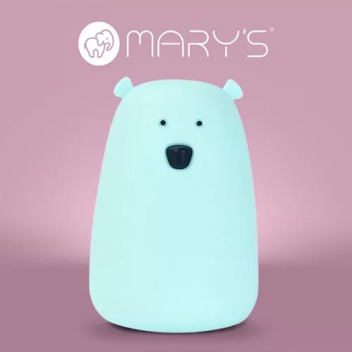 Éjszakai fény, akkumulátoros, USB kábellel, 0,4W,  3000K+RGB,  Akkumulátor kapacitása: 1200mAh / 3.7V, Bemeneti feszültség: 5V DC 1A,
111 x 111 x 160 mm, Nagy Mackó, Kék