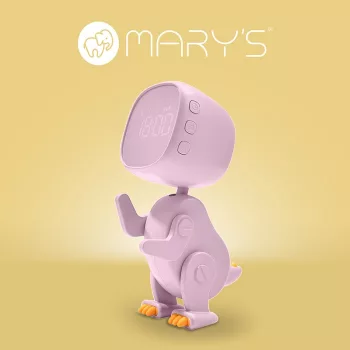   Robo Dínó ébresztőóra akkumulátorral, USB kábellel, 0,8W, 1200mAh, 5V DC 1A, 75 x 119 x 167 mm, rózsaszín 