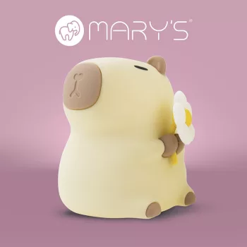   Éjszakai LED Lámpa, Kapibara Florist, Fehér, Akkumulátoros, USB kábellel,  2,5W, 3000K+ RGB, IP20, Akkumulátor kapacitása: 3.7V 1200mAh, Bemeneti feszültség: 5V DC, 91x111x92mm