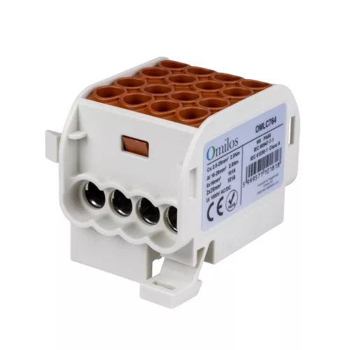 OMLC764 - Fővezetéki leágazókapocs 1P 25/16 barna, 4 sor