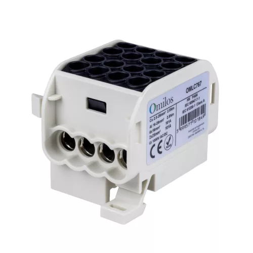 OMLC767 - Fővezetéki leágazókapocs 1P 25/16 fekete, 4 sor