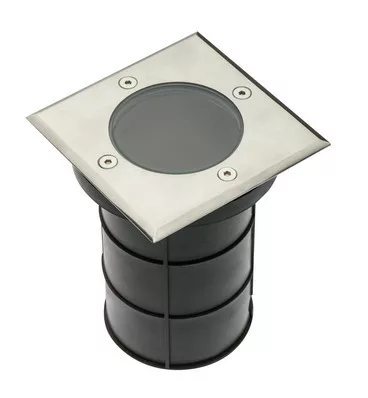 ALFA-K földi világítótest, négyzet alakú, GU10 (max. 50W), IP67, AC220-240V, 50/60Hz, (13x11cm) inox
