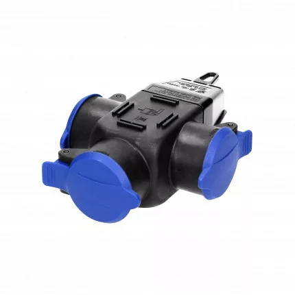 Hármas aljzat, Schuko 3x250V AC/ 16A; IP 44, Schuko kivitelben