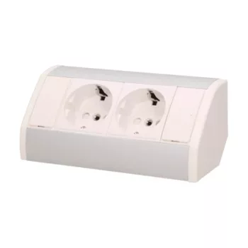 Bútorcsatlakozó aljzat, ezüst-fehér, Schuko