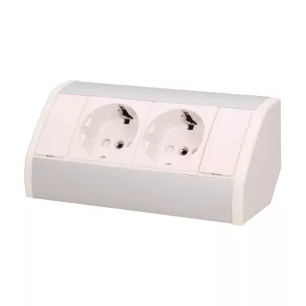 Bútorcsatlakozó aljzat, ezüst-fehér, Schuko