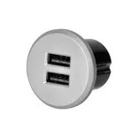 USB töltő tápegységgel, 2XUSB 3,4A, ezüst színű 