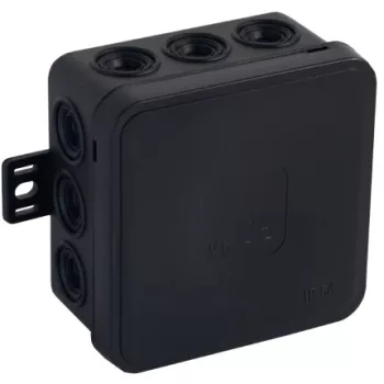   Felületre szerelhető csatlakozódoboz CLICK IP54 12 kábelbevezetés 75x75x41mm fekete