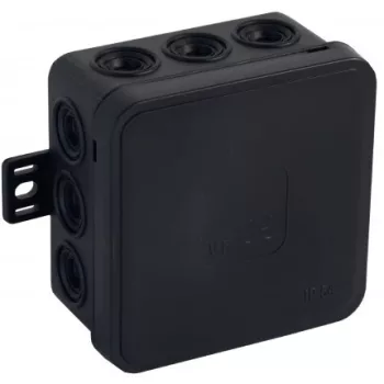   Felületre szerelhető csatlakozódoboz CLICK IP54 12 kábelbevezetés 75x75x41mm fekete