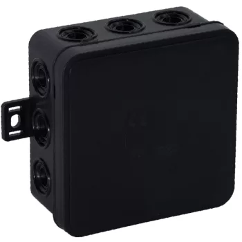   Felületre szerelhető csatlakozódoboz CLICK IP54 12 kábelbevezetés 85x85x41mm fekete