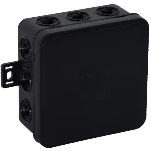 Felületre szerelhető csatlakozódoboz CLICK IP54 12 kábelbevezetés 85x85x41mm fekete