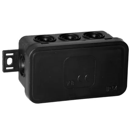 Felületre szerelhető csatlakozódoboz CLICK IP54 8 kábelbevezetés 80x45x41mm fekete