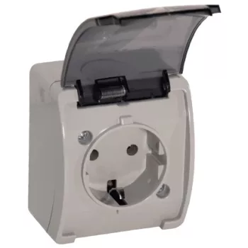   Egyszeres foglalat 2P+E Schuko AQUATIC IP44 szürke-grafit, 10 db.