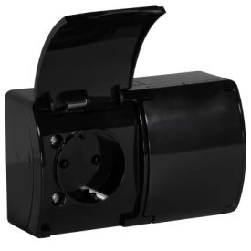 Dupla aljzat 2x2P+E Schuko AQUATIC IP44 fekete, 10 db.