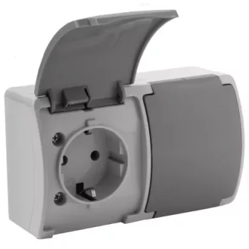   Dupla aljzat 2x2P+E Schuko AQUATIC IP44 szürke-grafit, 10 db.