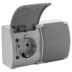 Dupla aljzat 2x2P+E Schuko AQUATIC IP44 szürke