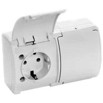 Dupla aljzat 2x2P+E Schuko AQUATIC IP44 fehér, 10 db.