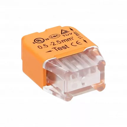Szerelési dugaszoló csatlakozó 2 kábelhez (merev kábel 0,75-2,5 mm2), IEC 300V/24A, buborékcsomag 10 db.