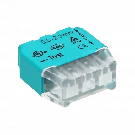 3-vezetékes push-in csatlakozó 0,75-2,5mm2 vezetékhez; IEC 300V/24A; 10db