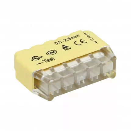 5 vezetékes push-in csatlakozó 0,75-2,5mm2 vezetékhez; IEC 300V/24A; 10db