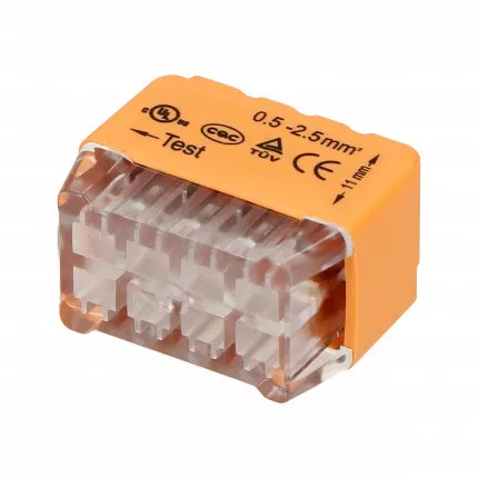Szerelési dugaszoló csatlakozó 8 kábelhez (merev kábel 0,75-2,5 mm2), IEC 300V/24A, buborékcsomag 8 db.