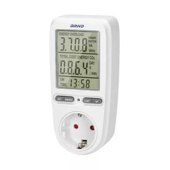   ORNO Digitális energiafogyasztás mérő LCD kijelzővel, dugaljba dugható