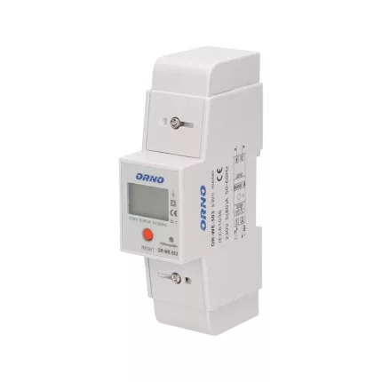 1 fázisú áramfogyasztás mérő, 80A, MID, kiegészítő számláló, impulzus kimenet, RESET gomb, 2 modul, RS-485