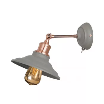   LORET+ fali lámpatest kapcsolóval,8229,AC220-240V,50/60Hz,1*E27,max.40W, átmérő20cm, szürke, szimpla, szürke