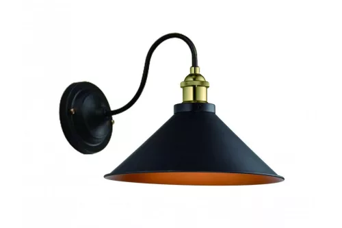 Fali lámpatest MANI 1,4052, AC220-240V,50/60Hz,1*E27, IP20, átmérő 22 CM,szimpla,fekete/arany