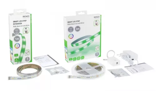 Deltaco Wifis RGB+W LED szalag szett, 3m, 300 lm/m, IP20, 12V DC, 4,8W/m,