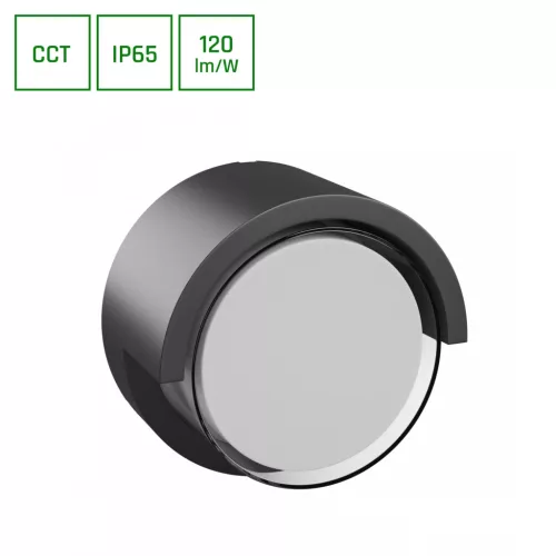 LED Oldalfali lámpa, CCT-s Kerek, VERTO, 10W, 2700/4000/6000K, 1200lm, 230V, IP65, 170x110 mm