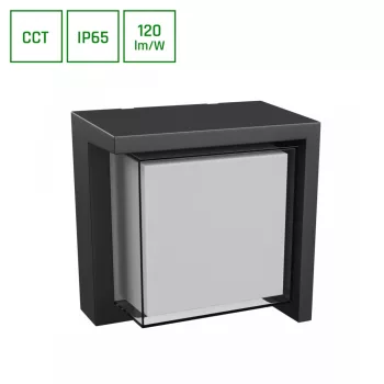   LED Oldalfali lámpa, CCT-s Négyzet, VERTO, 10W, 2700/4000/6000K, 1200lm, 230V, IP65, 160x160x110 mm