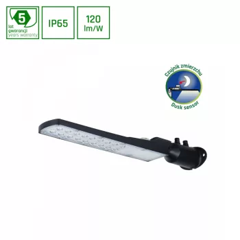   LED Utcai világítás, alkonyatérzékelővel, STREETOS SLIM, 50W, 4000K, 6000lm, IP65, 230V, 140 / 85 °, 505x109x76 mm