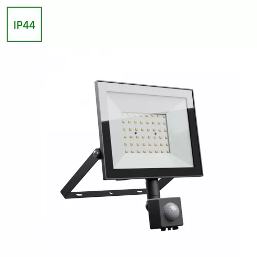  LED reflektor mozgásérzékelővel, NOCTIS LUX 4, Fekete, 50W, 4000K, 4300lm, 230V, IP44, 100°, 176x137x25 mm