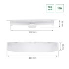 LED Panel 2in1 (falon kívüli/süllyesztett) Algine, 18W, 4000K, 1750/2200lm, 110°, IP20, 223x35 [mm], 17000h, kivágási méret: 200 [mm], 230V, Műanyag