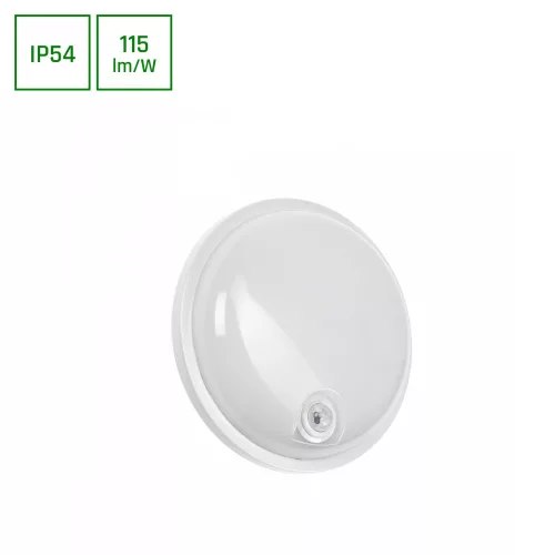 LED Lámpa, Fehér, Kerek, Mozgásérzékelővel,TECHNIK LAMP, 20W, 4000K, 2100/2300lm, IP54, 220x60 [mm], 17000h, 120°, 230V