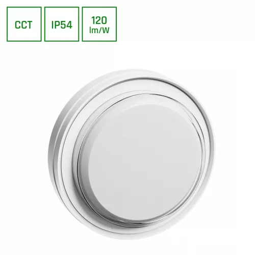  LED mennyezeti/fali lámpa, Kerek, Pastilo, 15W, 2700/4000/6000K, 1800lm, 230V, IP54, CCT, 221x47 mm
