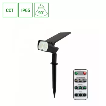   Spectrum Led leszúrható szolár lámpa távirányítóval, 3-4-6000K, 3,7V, IP65, 200lm
