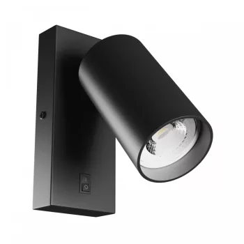   Spectrum oldalfali lámpa kapcs., GU10, max. 10W, 230V, IP20, fekete, kerek,