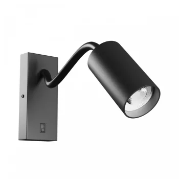   Spectrum Oldalfali lámpa kapcsolóval, flexibilis, GU10, Max. 10W, IP20, Fekete, Squalla Variosa Flexi