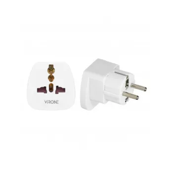 Utazási adapter - világ EU-ba, 230VAC/13A fehér