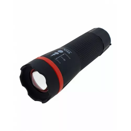 Trixline kézi zseblámpa zoommal, LED, Piros