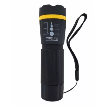 Trixline kézi zseblámpa zoommal, LED, Sárga