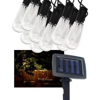   TRX Szolár füzér, IP44, 10db lámpa/2 méter,  AA Ni-MH 1.2V/300mAh, Világít vagy villog
