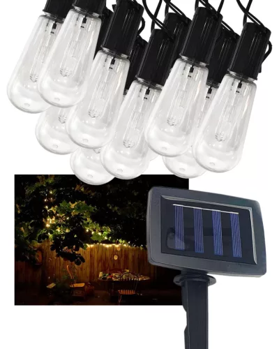 TRX Szolár füzér, IP44, 10db lámpa/2 méter,  AA Ni-MH 1.2V/300mAh, Világít vagy villog