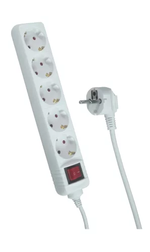 Trixline Hosszabbító kapcsolóval, 5 aljzat, SCHUKO, 1,5M