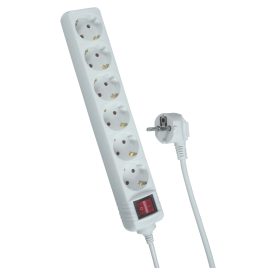 Trixline Hosszabbító kapcsolóval, 6 aljzat, SCHUKO, 5M