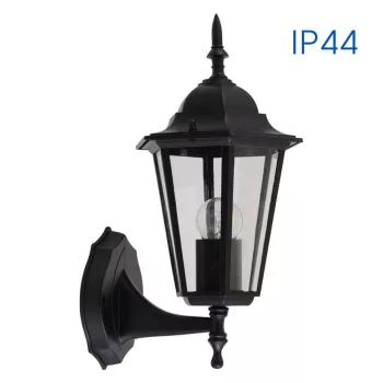   MARIBOR; 230V; E27; IP44; 210x150x360mm; felületre szerelhető; max 1x60W; fekete; nem tartalmaz fényforrást; aluminum