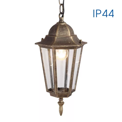 Kerti lámpa; 230V; E27; IP44; 150x150x1090mm; felületre szerelhető; max 1x60W; antique brass; nem tartalmaz fényforrást; aluminum