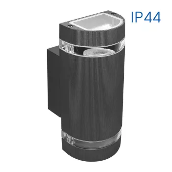  Vivalux homlokzati világítótest 2xGU10, 2x35W, IP44, fekete, kerek, Talin
